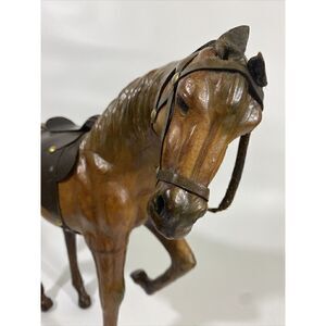 Vintage Leather Horse Decor Vintage Toy Equine Saddle Tooled 13” x 12.5”